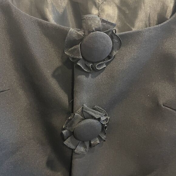 Willa Han 100% Silk Black Square Neck Blazer Jacket 8 Luxury Old Money Classic - Picture 2 of 7